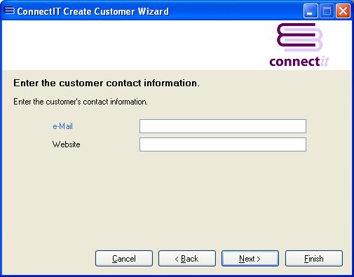 ConnectIT-MAS90 Customer Wizard Contact information