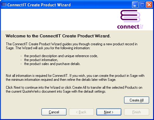 ConnectIT-MAS90 Product Wizard Welcome