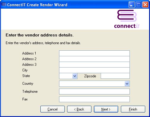 ConnectIT-MAS90 Vendor Address information