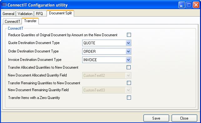ConnectIT-Workflow Document Split Transfer settings