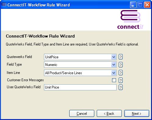ConnectIT-Workflow Validation Rules Wizard Header Information screen