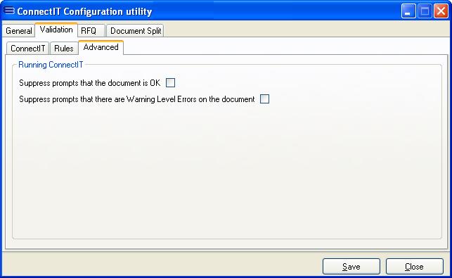 ConnectIT-Workflow Validation Advanced settings