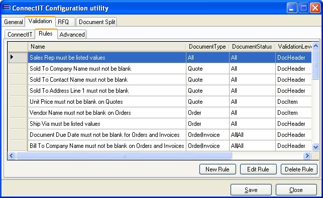 ConnectIT-Workflow Validation Rules settings